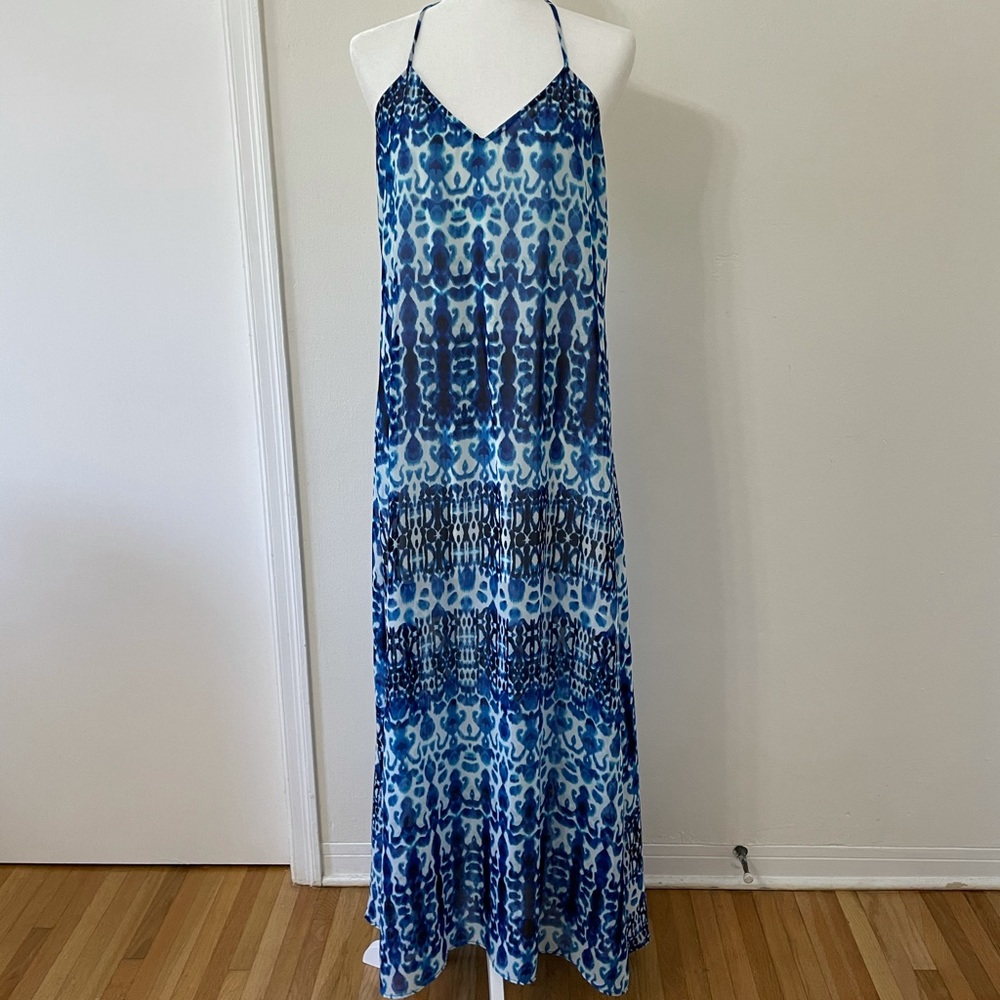 Show Me Your MuMu Maxi Blue Halter Dress